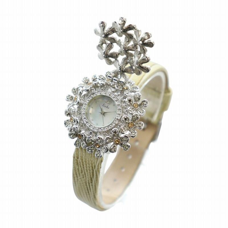 リエベ liebe 腕時計 ウォッチ クォーツ シェル文字盤 ラインストーン  