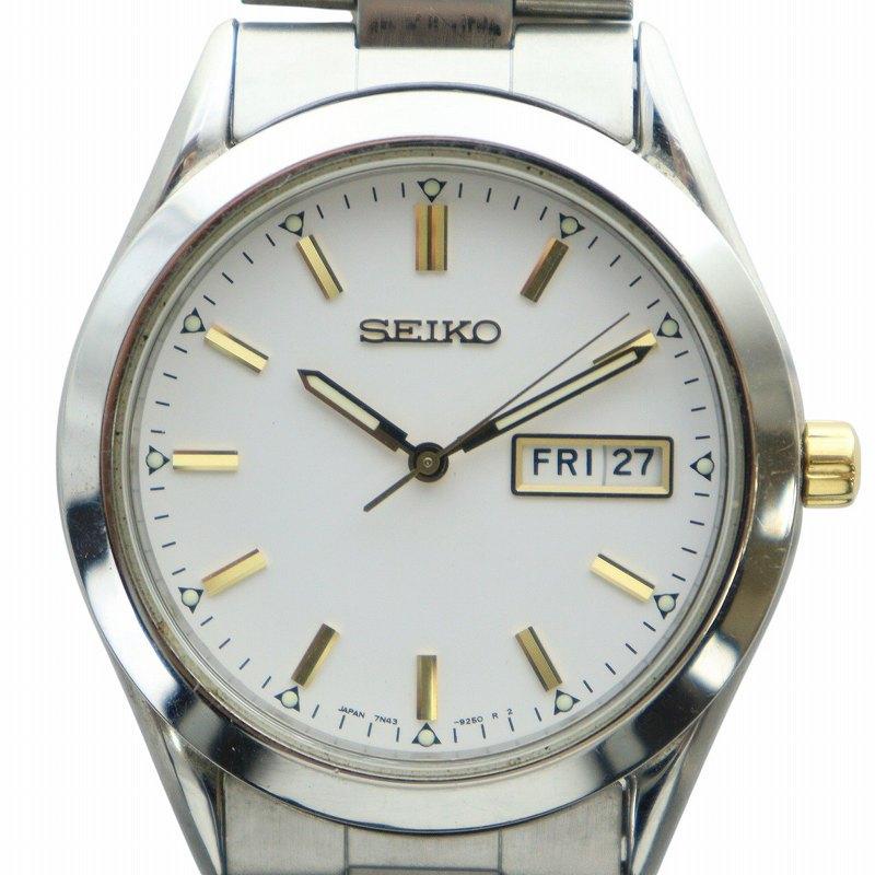 セイコー SEIKO 腕時計 ウォッチ クォーツ デイト カレンダー付き 白  