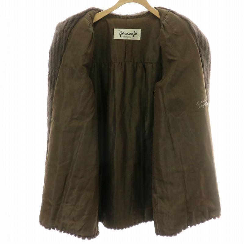 【中古】ファーコート ミドル ハーフ ミンクファー 毛皮 ステンカラー 総裏地 11 1/2 茶 ブラウン /MP ■GY18 ファーコート ミドル ハーフ ミンクファー 毛皮 ステンカラー 総裏地