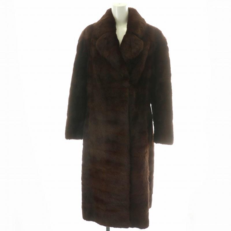 【中古】オンワード Onward Deluxe Fur ファーコート ロング ミンクファー 毛皮 総裏地 M 茶 ブラウン /MP ■GY18 オンワード Onward Deluxe Fur ファーコート ロング ミンクファー 毛皮