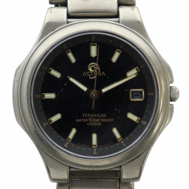 シチズン アテッサ H804-T018696 黒文字盤腕時計 メンズ　ソーラー 楽天市場】☆良品【CITIZEN】シチズン アテッサ エコドライブ