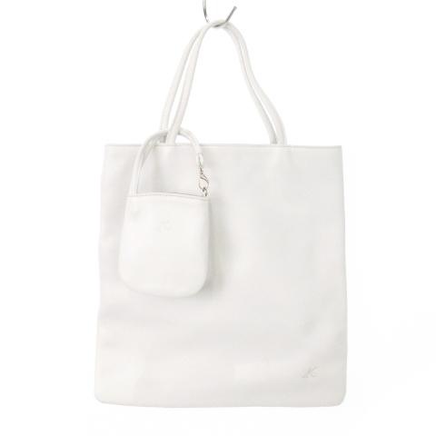 Kitamura キタムラ ハンドバッグ レザー ロゴ刺繍 ポーチ付き 白