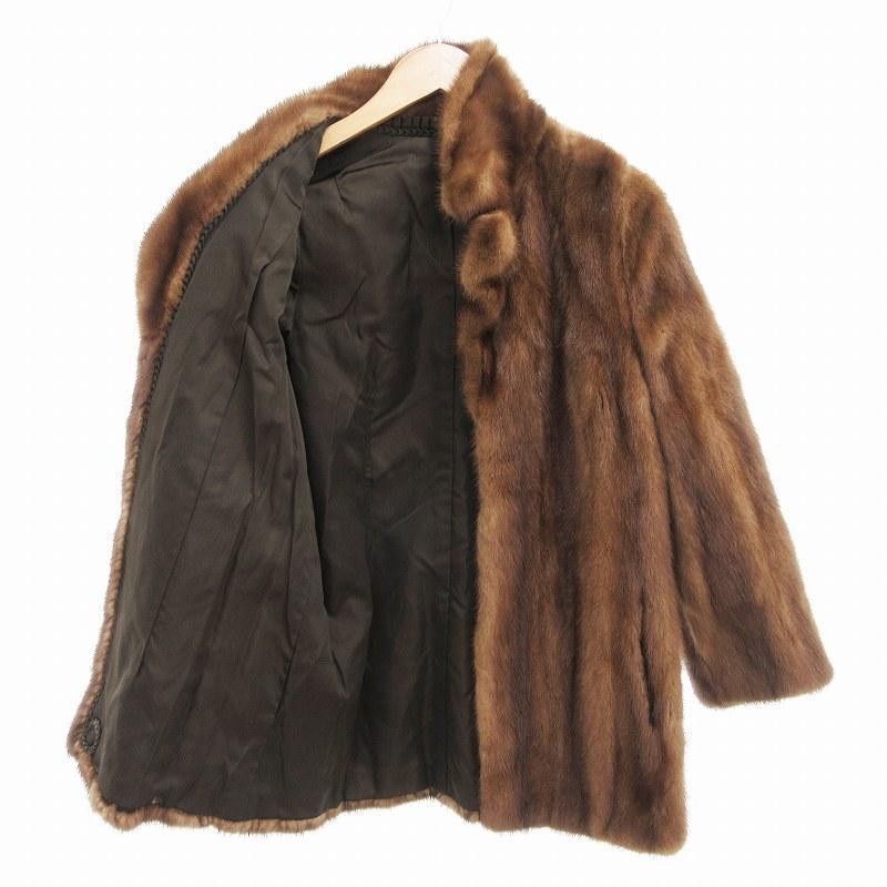 【中古】ミローネ MILONE ファーコート ロング丈 スタンドカラー ミンク 毛皮 アルパカ F 茶 ブラウン /CK6 ■GY11 ミローネ MILONE ファーコート ロング丈 スタンドカラー ミンク 毛皮