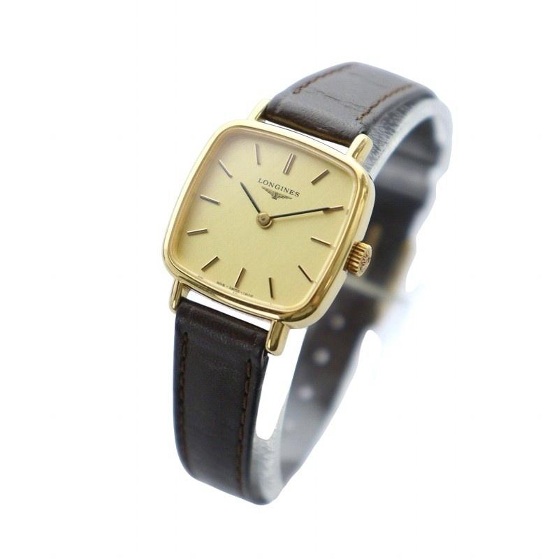 ロンジン LONGINES ゴールド 角型 手巻き腕時計 レザー　スクエア ロンジン LONGINES 腕時計 ウォッチ 手巻き スクエア レザー