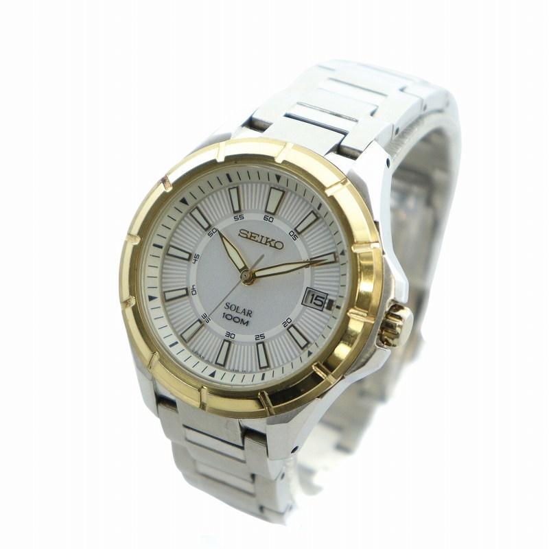 セイコー SEIKO 腕時計 ウォッチ ソーラー 白文字盤 カレンダー付き  