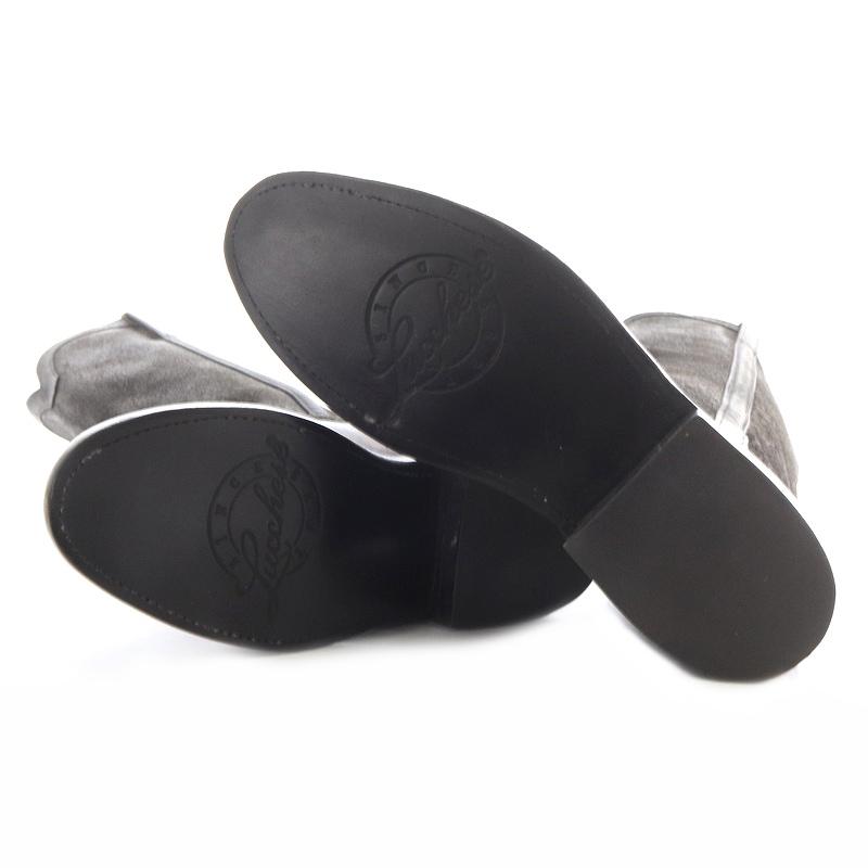 【中古】ルケーシー Lucchese ロング ペコス ブーツ レザー スエード 切替 プレーントゥ 5 1/2 23.5 黒 茶 ブ B500405 ルケーシー Lucchese ロング ペコス ブーツ レザー スエード 切替