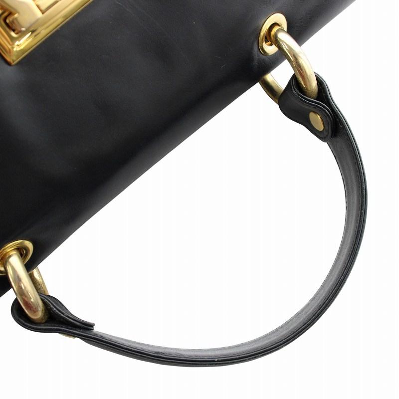 Bally（バリー） ハンドバッグ レザー ゴールド金具 黒 ブラック /XZ