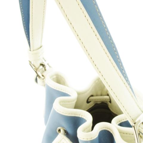 コーチ COACH ショルダーバッグ 巾着 レザー ネイビー 白 F37682 COACH コーチ ハンドバッグ 巾着 レザー 革 ロゴ型押し 配色