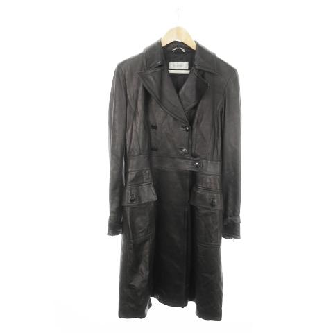 【中古】スポーツマックス マックスマーラ SPORT MAX レザーコート トレンチコート 本革 ロング 42 XL 黒 ブラック スポーツマックス マックスマーラ SPORT MAX レザーコート トレンチ