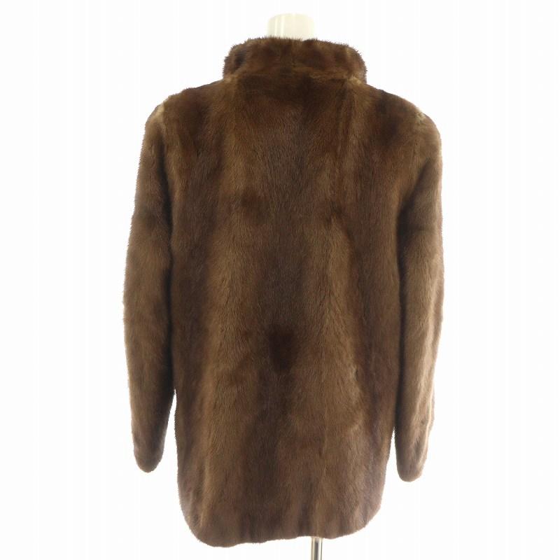 【大きいサイズ】デミバフミンク 毛皮 ファーコート ダークブラウン 13号 大きいサイズ】デミバフミンク 毛皮 ファーコート ダークブラウン 13号