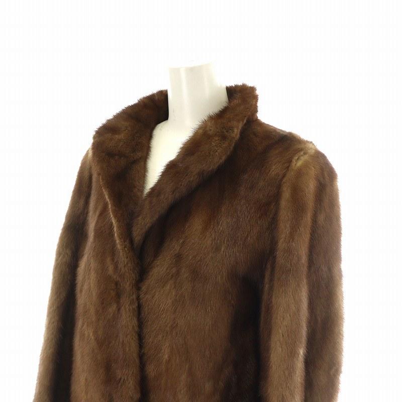 大きいサイズ】デミバフミンク 毛皮 ファーコート ダークブラウン 13号