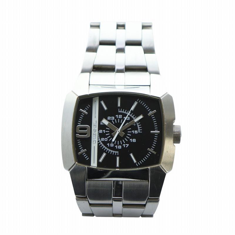 DIESEL（ディーゼル） 腕時計 ウォッチ クォーツ スクエア ロゴ 黒文字