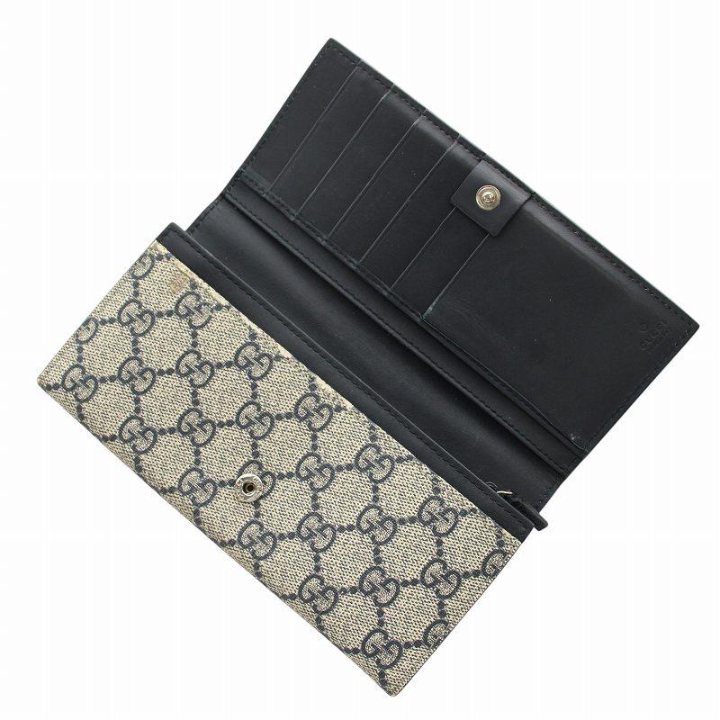 GUCCI グッチ 長財布 二つ折り レザー GGスプリーム 総柄 シェリー