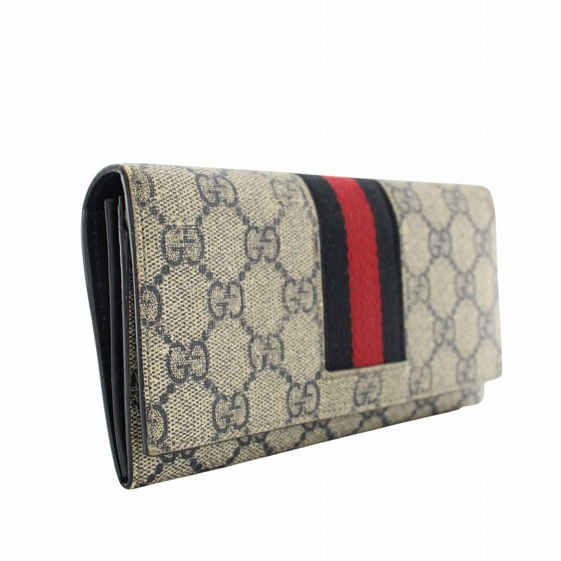 GUCCI（グッチ） 長財布 二つ折り レザー GGスプリーム 総柄 シェリー