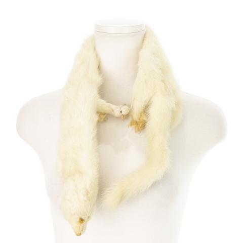 ティペット マフラー ミンクファー 毛皮 顔付き 爪付き スナップボタン