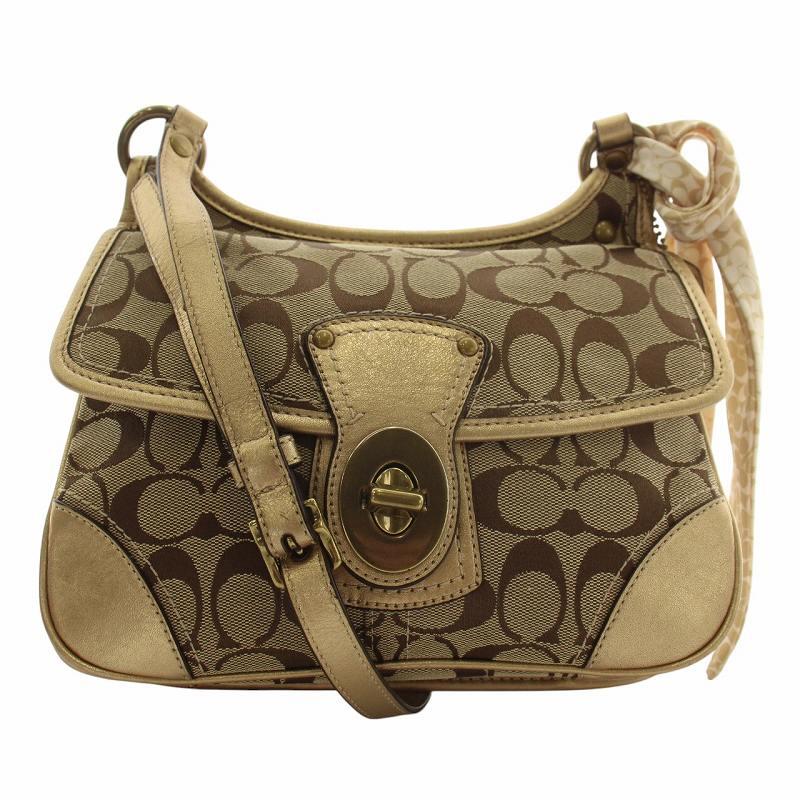 COACH ショルダーバッグ ブラウン キャンバス/レザー