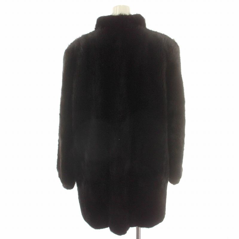 レディース 毛皮 良い コート SIZE 15号 ブラック ミンクコート ファー