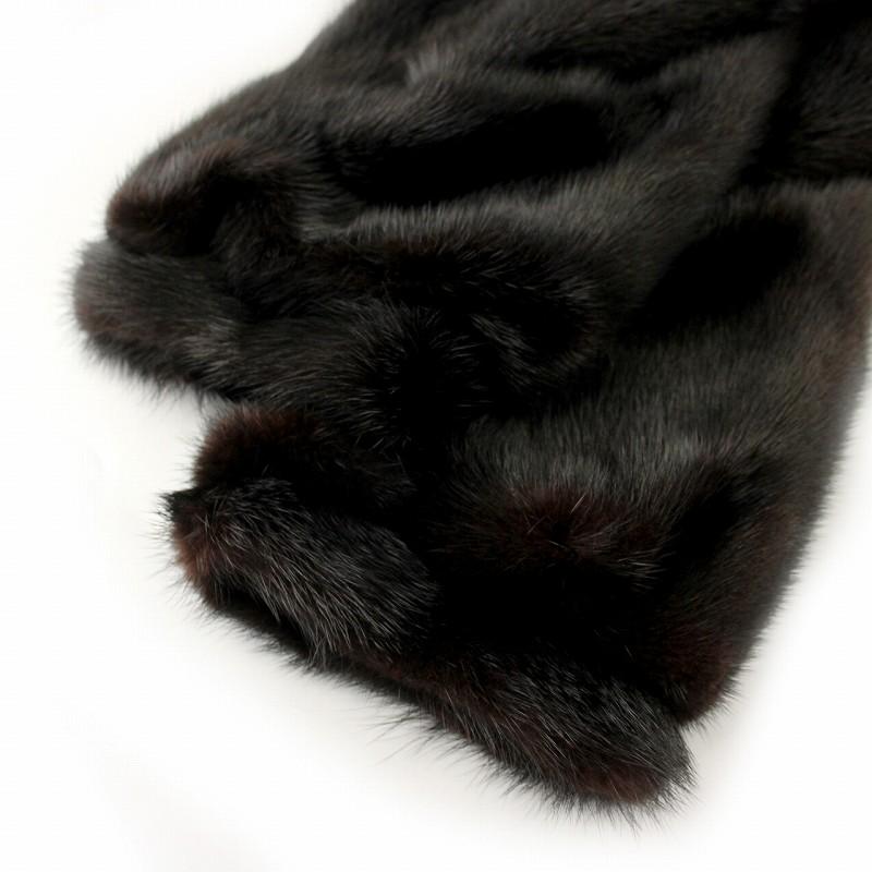 ファーコート ミドル ハーフ ミンク 毛皮 総裏地 刺繍 15号 大きい