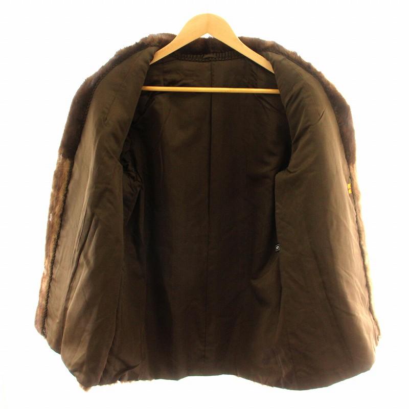 ファーコート ミドル ハーフ ミンク 毛皮 総裏地 13号 茶 ブラウン /MP