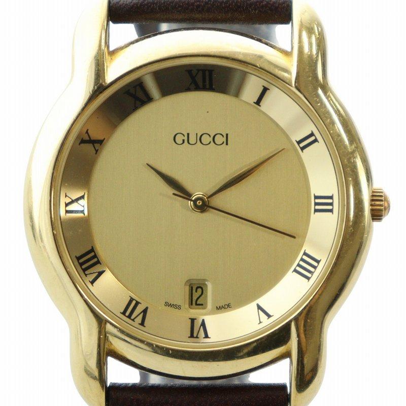 GUCCI グッチ 腕時計 ウォッチ クォーツ ローマン ロゴ レザー