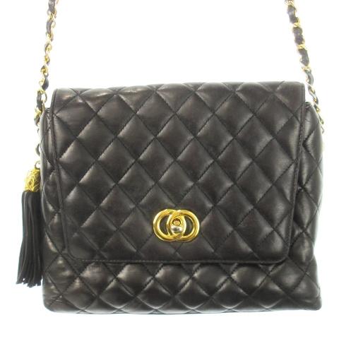 CHANEL ブラック バッグキルティング ノベルティショルダーバッグ CHANEL ブラック キルティング ショルダーバッグ