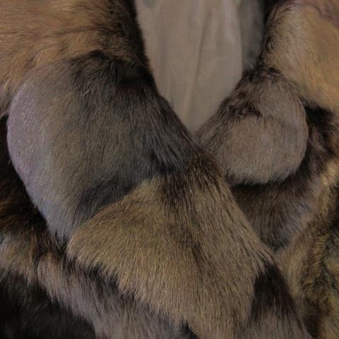 ノーブランド ファーコート ミドル丈 ウィーゼルファー 毛皮 38 M 茶