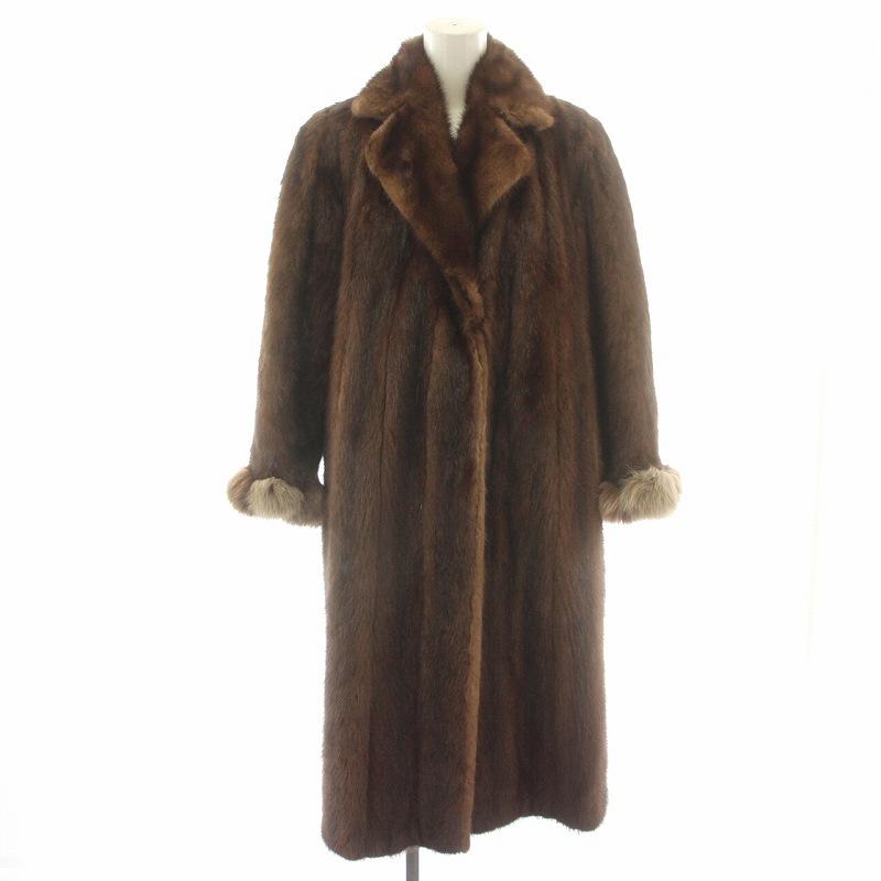 【中古】KAZUMI ファーコート ロング ミンク 毛皮 総裏地 茶 ブラウン  /MP ■GY11 レディース KAZUMI ファーコート ロング ミンク 毛皮 総裏地 茶 ブラウン /MP