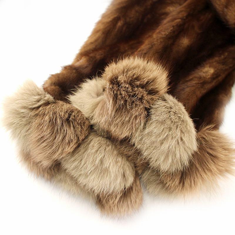 KAZUMI ファーコート ロング ミンク 毛皮 総裏地 茶 ブラウン /MP