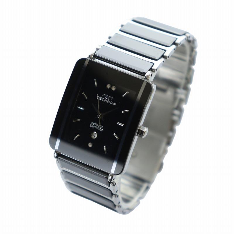 テクノス TECHNOS 腕時計 ウォッチ クォーツ ロゴ スクエア カレンダー  