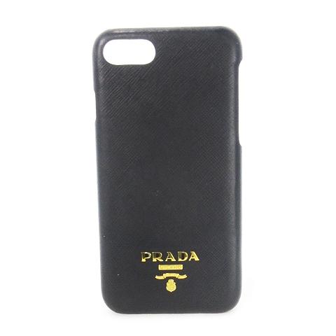 プラダ 手帳型 iPhone 7 8 ケース カバー レザー サフィアーノ 黒 PRADA（プラダ） PRADA iPhone 7 8 SE SE2 スマホケース カバー