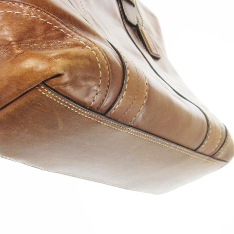 COACH（コーチ） トートバッグ レザー 革 ステッチ ロゴチャーム 茶