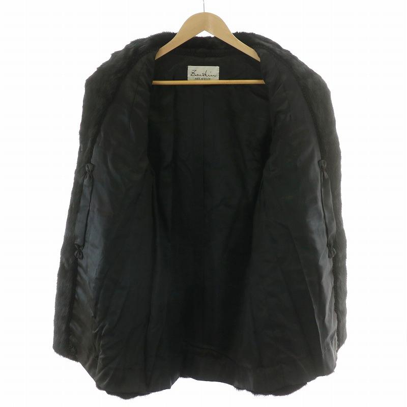 【中古】ファーコート ミドル ハーフ ロング ミンク 毛皮 総裏地 9号 黒 ブラック /MP ■GY18 レディース ファーコート ミドル ハーフ ロング ミンク 毛皮 総裏地 9号 黒