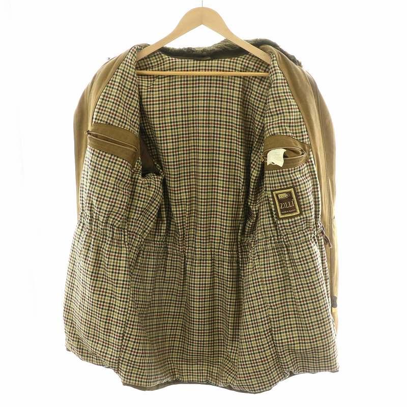 ジリ ZILLI レザーコート ロング チンストラップ ミンクファー 毛皮