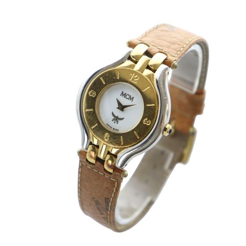 MCM エムシーエム　クォーツ エムシーエム MCM 腕時計 ウォッチ クォーツ 白文字盤 ロゴ レザー