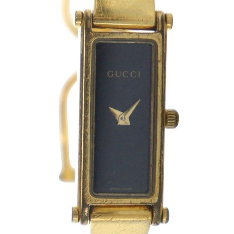 GUCCI（グッチ） 腕時計 バングルウォッチ スクエア クォーツ 黒文字盤