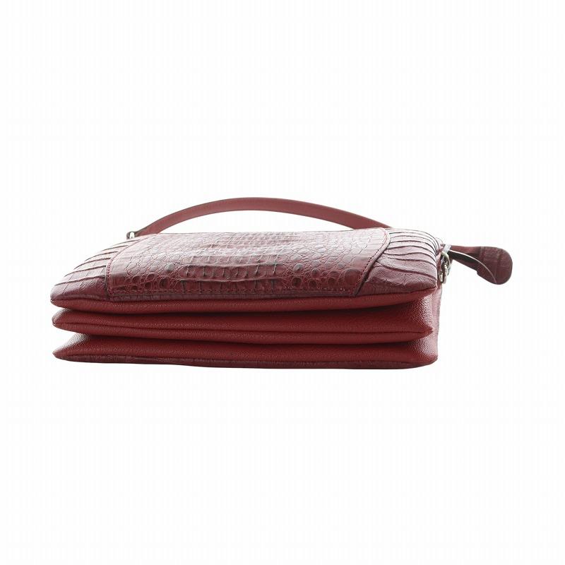 ノーブランド品 ハンドバッグ ショルダー 2WAY カイマン レザー ワニ革 