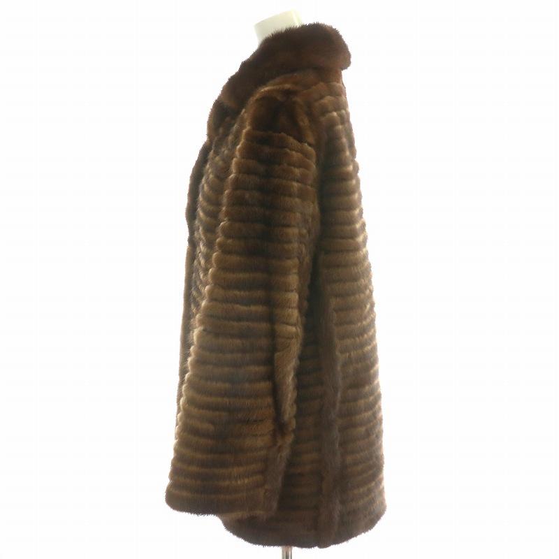 ファーコート ミドル ハーフ ミンク 毛皮 総裏地 6号 茶 ブラウン /MP