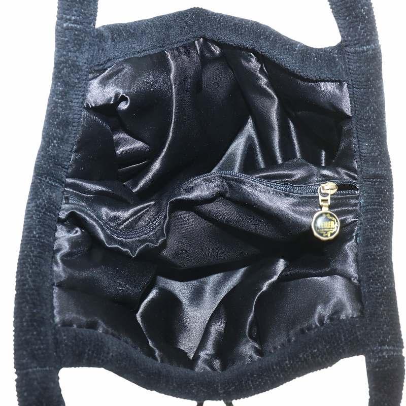 フェイラー FEILER ハンドバッグ シュニール織 花柄 ロゴ 黒 ブラック