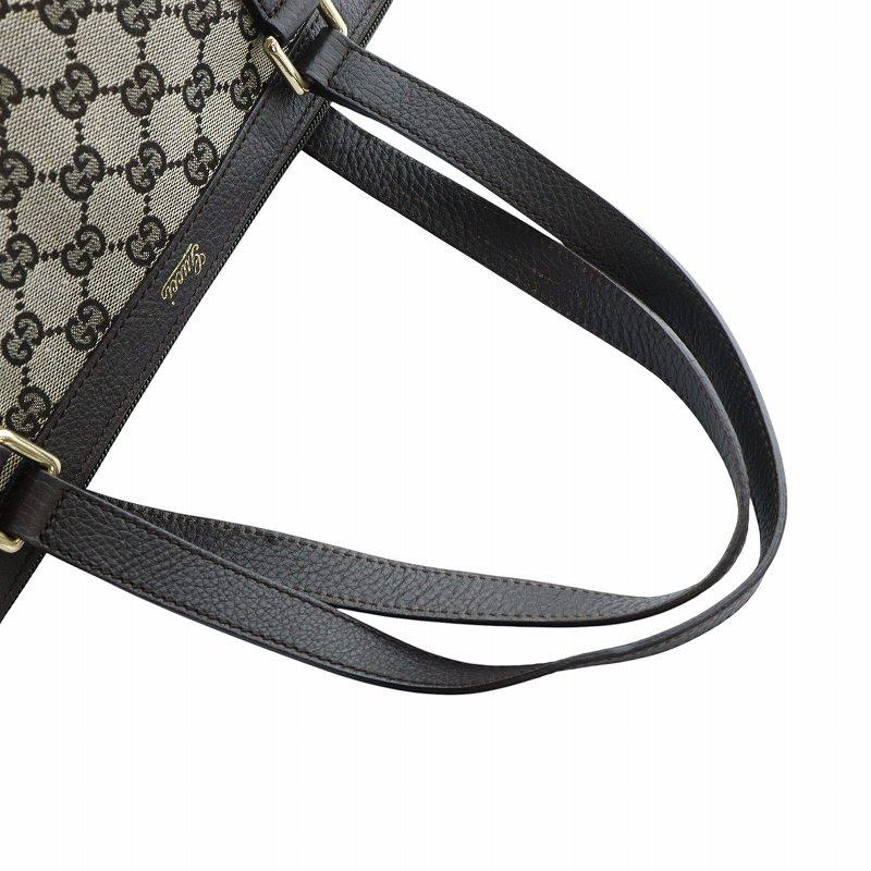 GUCCI（グッチ） トートバッグ ハンド GGキャンバス レザー ロゴ 茶