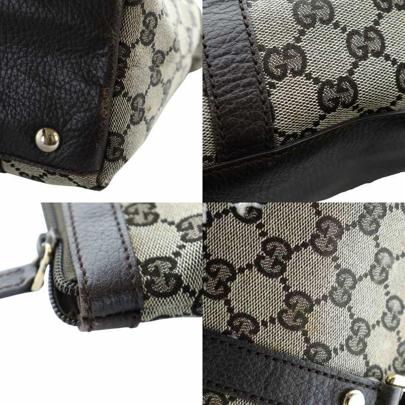 GUCCI（グッチ） トートバッグ ハンド GGキャンバス レザー ロゴ 茶