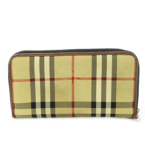 バーバリー 長財布 ノバチェック ラウンドファスナー メガ PVCレザー