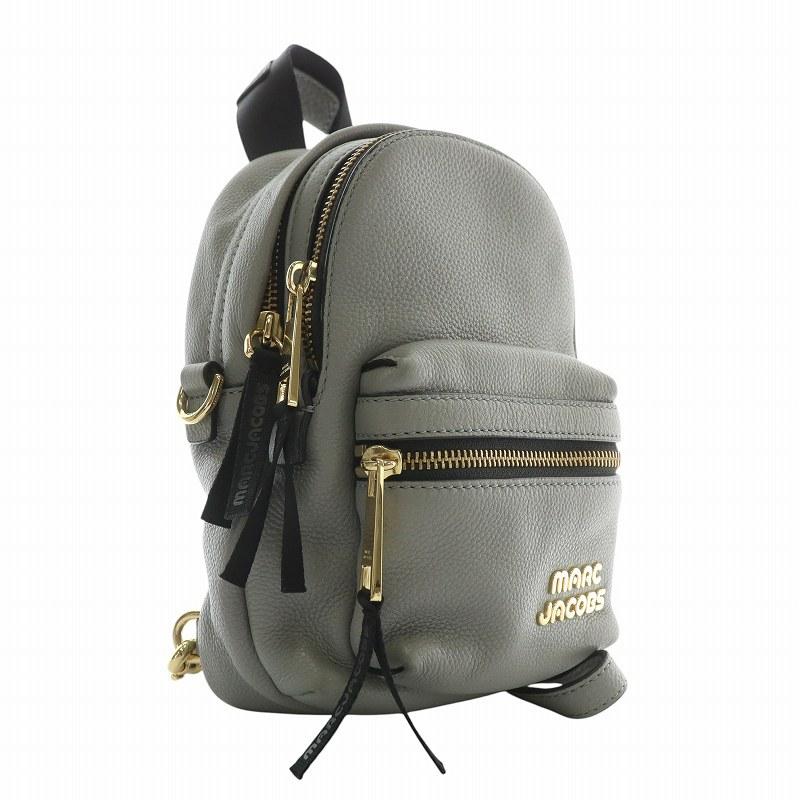 MARC BY MARC JACOBS レザー シボ革　リュック　 グレー MARC JACOBS リュックサック バッグパック デイパック ショルダー ミニ