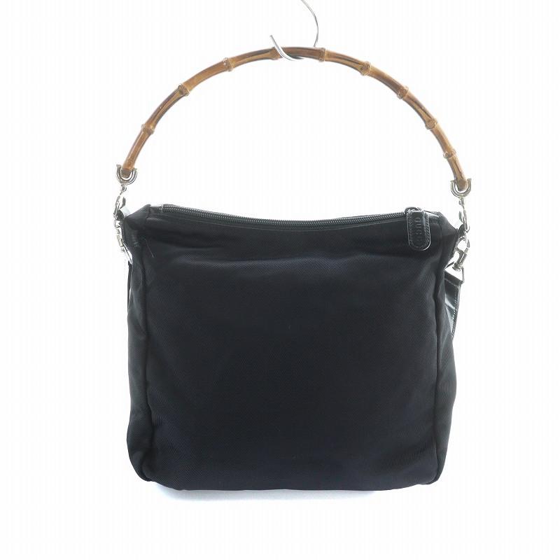 人気✨グッチ ハンドバッグ バンブーハンドル ブラック　ナイロン グッチ バンブー ナイロン ハンドバッグ ブラック 002-1016