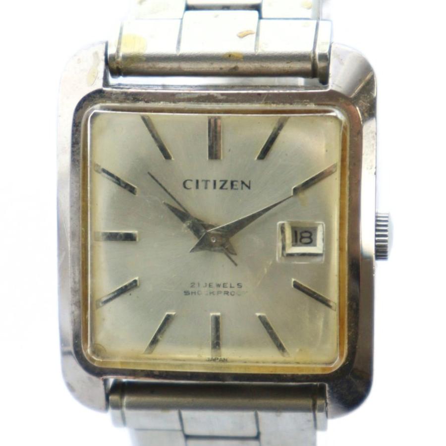 シチズン CITIZEN 腕時計 ウォッチ 手巻き スクエア デイト カレンダー 