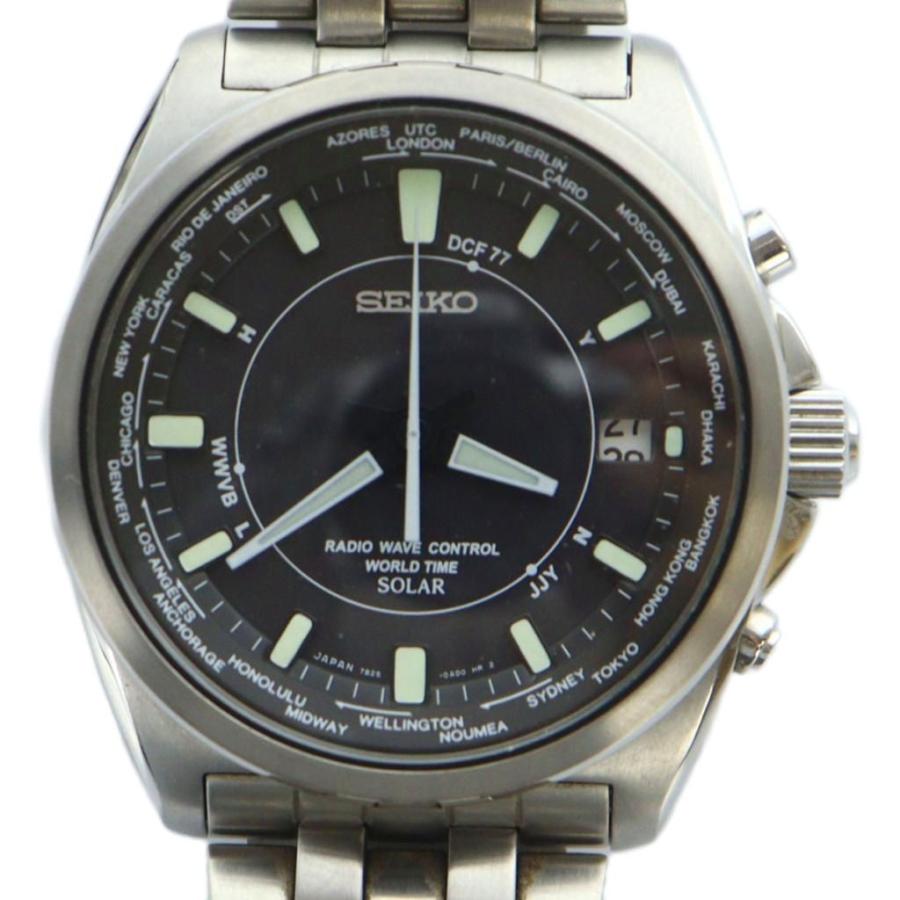 SEIKO 7B25-0AD0 ワールドタイム 電波ソーラー 稼働 セイコー SEIKO 7B25-0AD0 ワールドタイム 腕時計 ウォッチ 電波