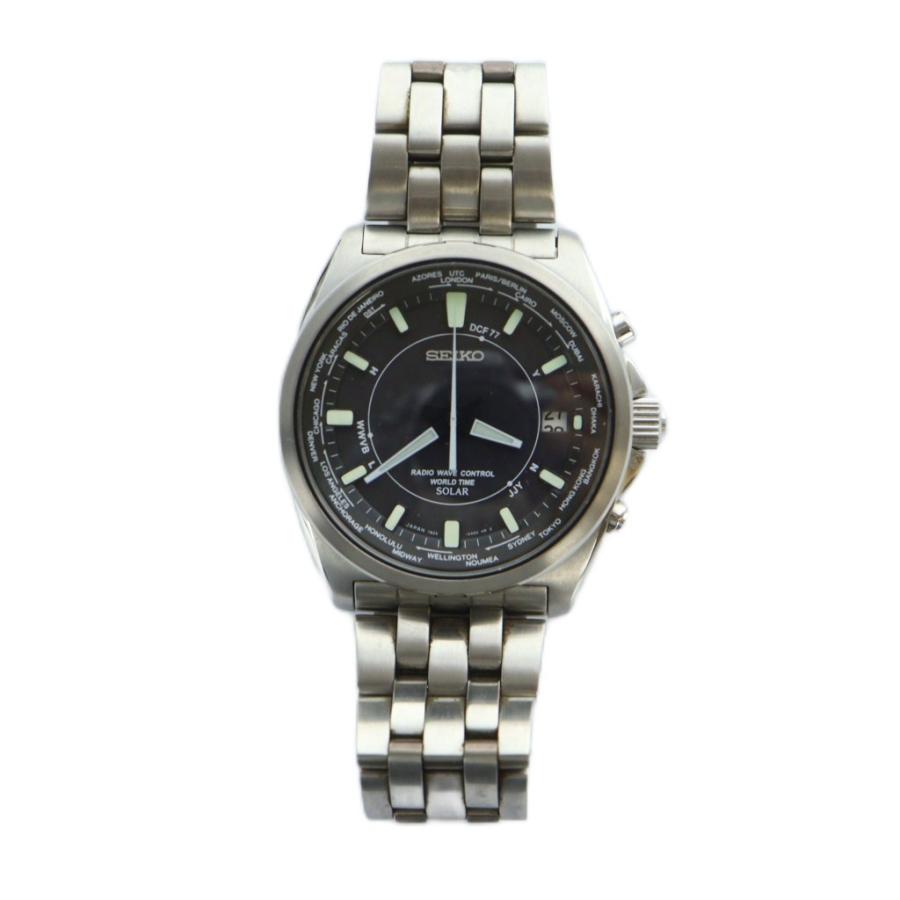 SEIKO 7B25-0AD0 ワールドタイム 電波ソーラー 稼働 セイコー SEIKO 7B25-0AD0 ワールドタイム 腕時計 ウォッチ 電波