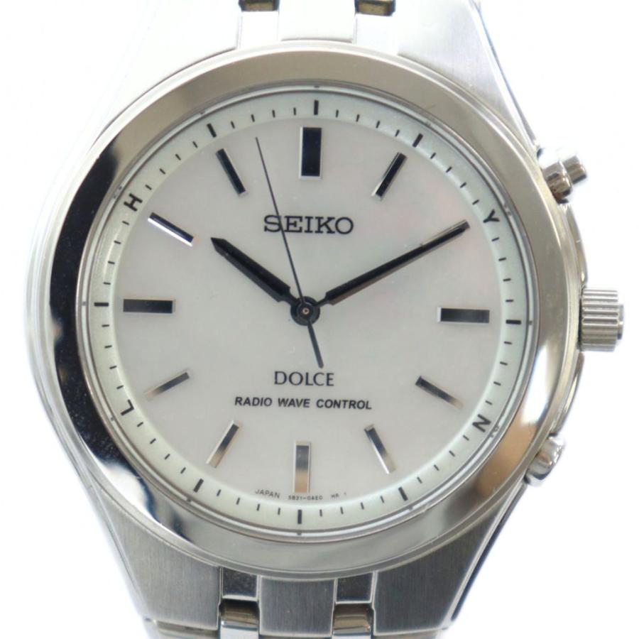 セイコー ドルチェ シェル文字盤 電波時計 クオーツ 5B21-0AC0 メンズ セイコー SEIKO ジャンク品 ドルチェ 腕時計 ウォッチ 電波ソーラー