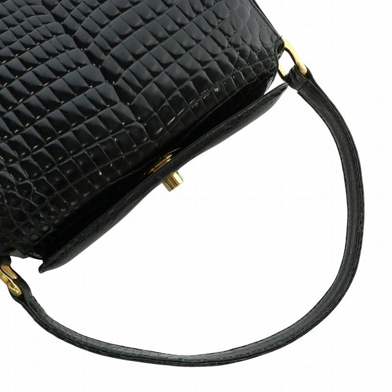 【未使用級✨】サンポー ハンドバッグ シャインニング クロコダイル タッセル 黒 楽天市場】スモール クロコダイル シャイニング 加工