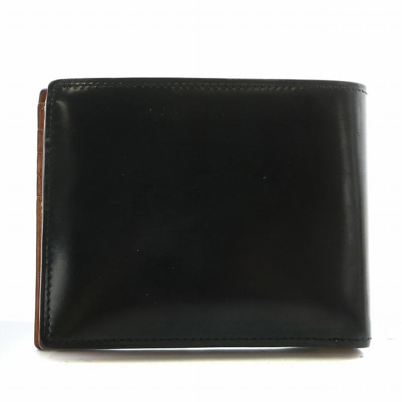 コードバン CORDOVAN 二つ折り 財布 レザー ロゴ 黒 ブラック /XZ