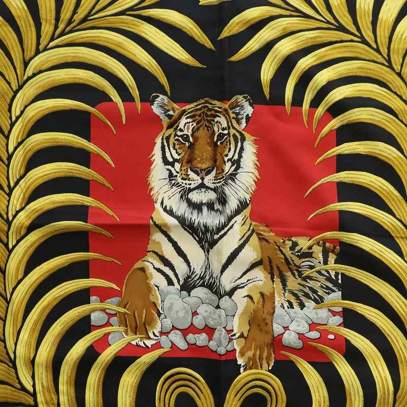 エルメスナプキンタイガー柄 HERMES（エルメス） カレ90 Tigre Royal 王者の虎 スカーフ 絹 シルク